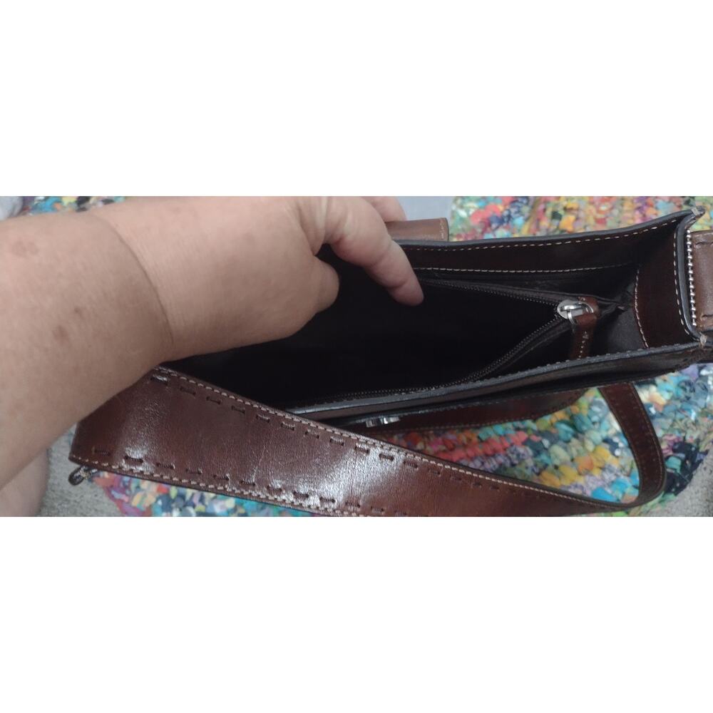 Vintage Fossil Shoulder Bag Brown Leather Boho - Picture 10 of 14